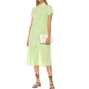 RAG & BONE Bright Green Libby Tiered Seam Crinkle Dress NWT Size S
